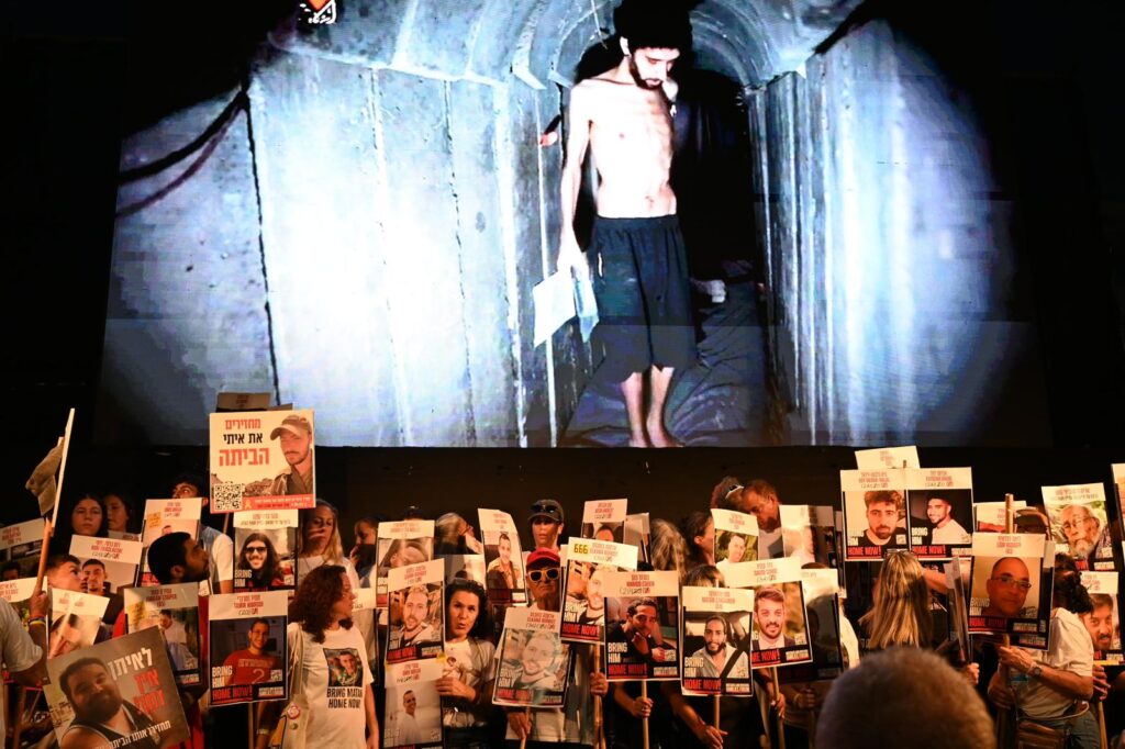 ‘Live hunger experiments’: Thousands rally for hostage deal after haunting videos of captives