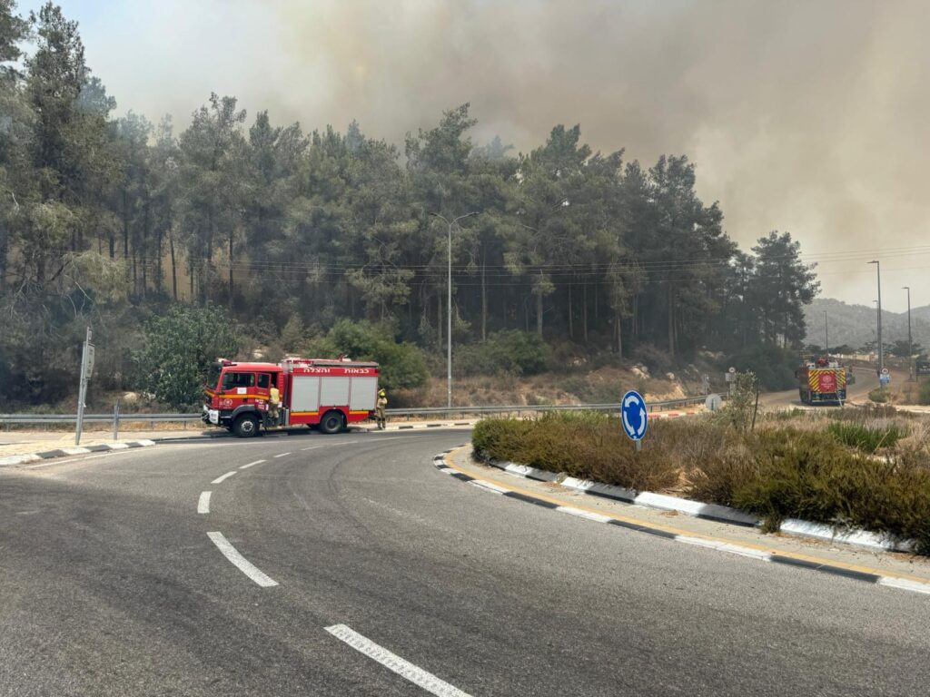 Car bursts into flames, sparking forest fire on Jerusalem’s outskirts