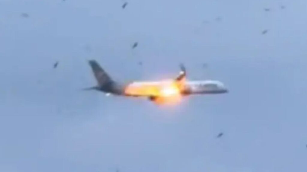 Shock moment Boeing plane engine bursts into flames sparking emergency landing as passenger says ‘I sent goodbye texts’