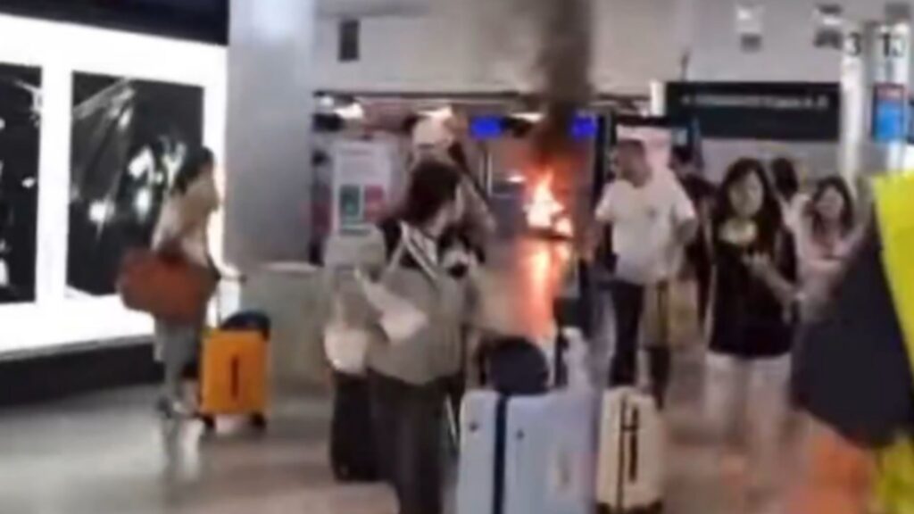 Terrified passengers flee as rampaging man ‘sets fire to check-in desk’ at Milan’s Malepensa Airport