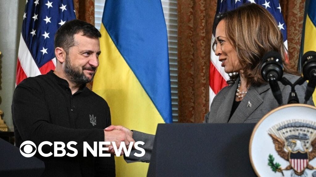 Kamala Harris, Ukrainian President Volodymyr Zelenskyy address reporters