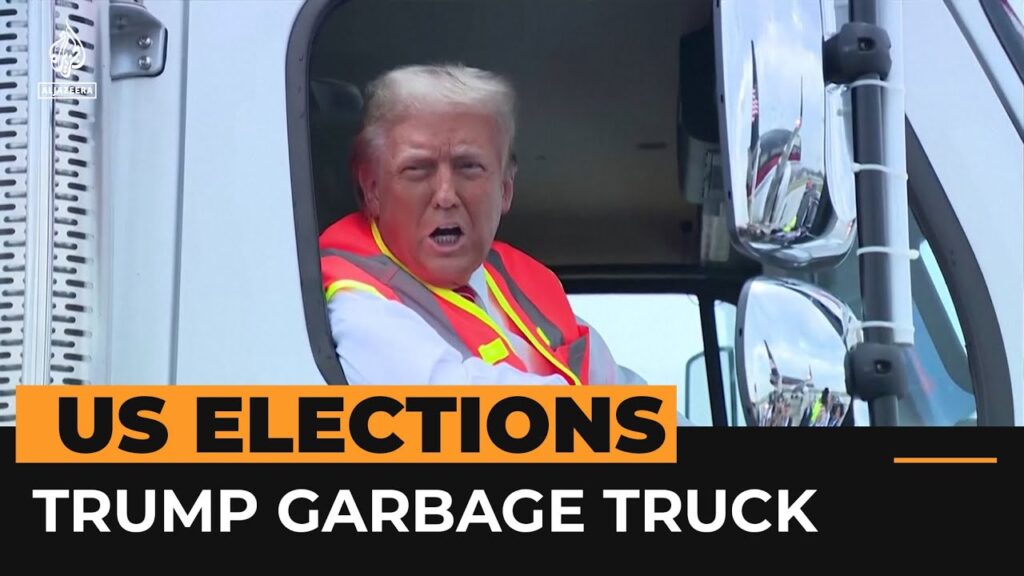 Donald Trump boards garbage truck in response to Biden comment | AJ#shorts