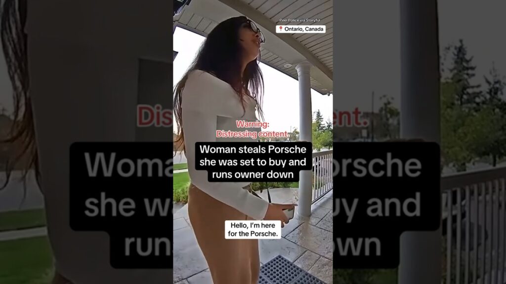 Woman steals Porsche and runs owner down #shorts