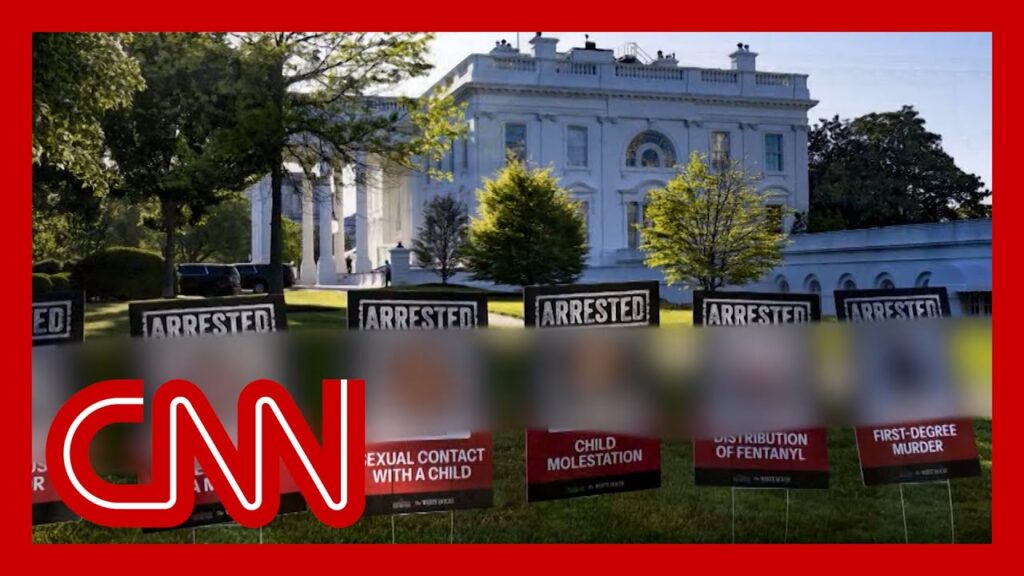 White House covers lawn with signs meant to highlight crackdown on illegal immigration