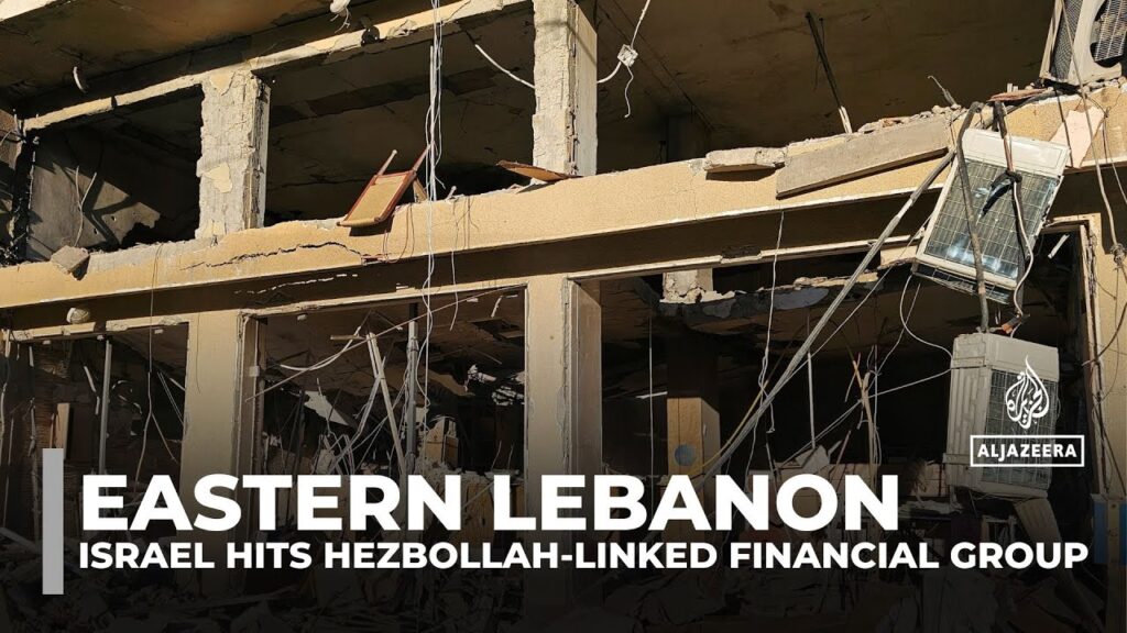 The aftermath of Israeli attack on Hezbollah-linked finance group in eastern Lebanon