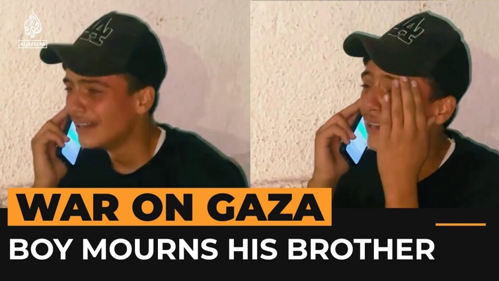 Palestinian boy cries on phone to mother after brother killed | AJ #shorts