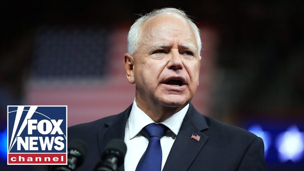 Gov. Tim Walz speaks to voters in Wisconsin