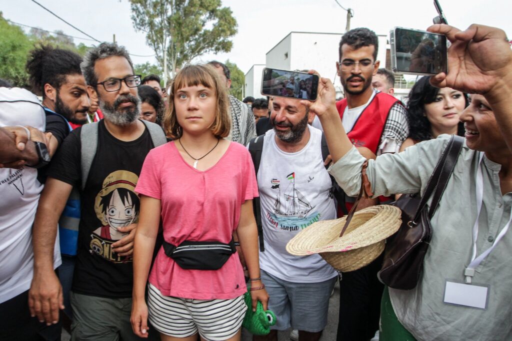 Hundreds greet protest flotilla in Tunisia as it continues journey to Gaza