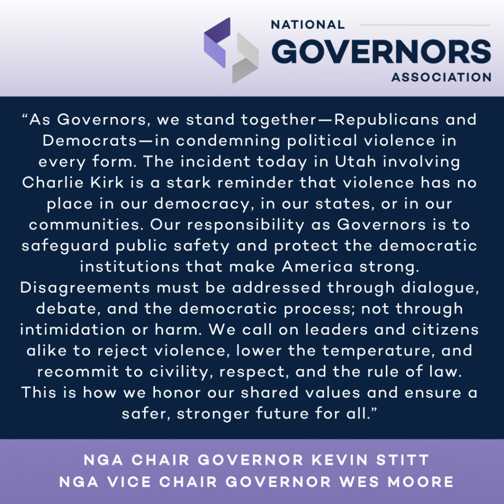 NGA Issues Statement Condemning Political Violence in Every Form