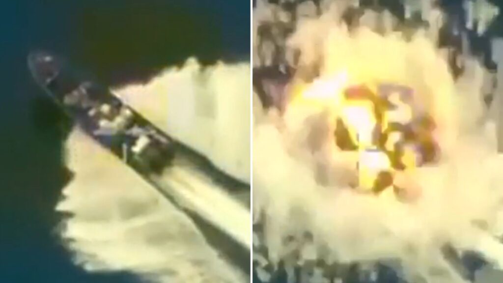 Moment three ‘narcoterrorists’ killed as Trump bombs third Venezuelan drug boat and US war with cartels heats up
