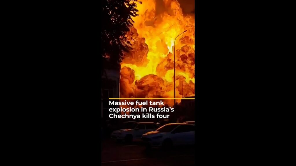 Massive fuel tank explosion in Russia’s Chechnya kills four | AJ #shorts