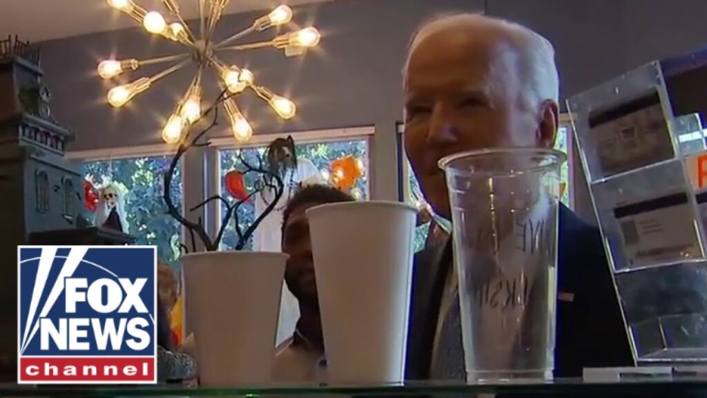 Biden at ice cream shop reveals why he’ll be MIA on Kamala Harris’ big night