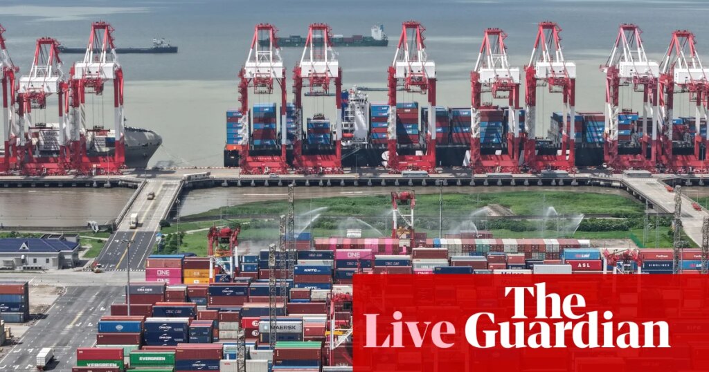 Asian stocks tumble on fresh US-China trade spat; Chinese exports beat forecasts – business live | Business
