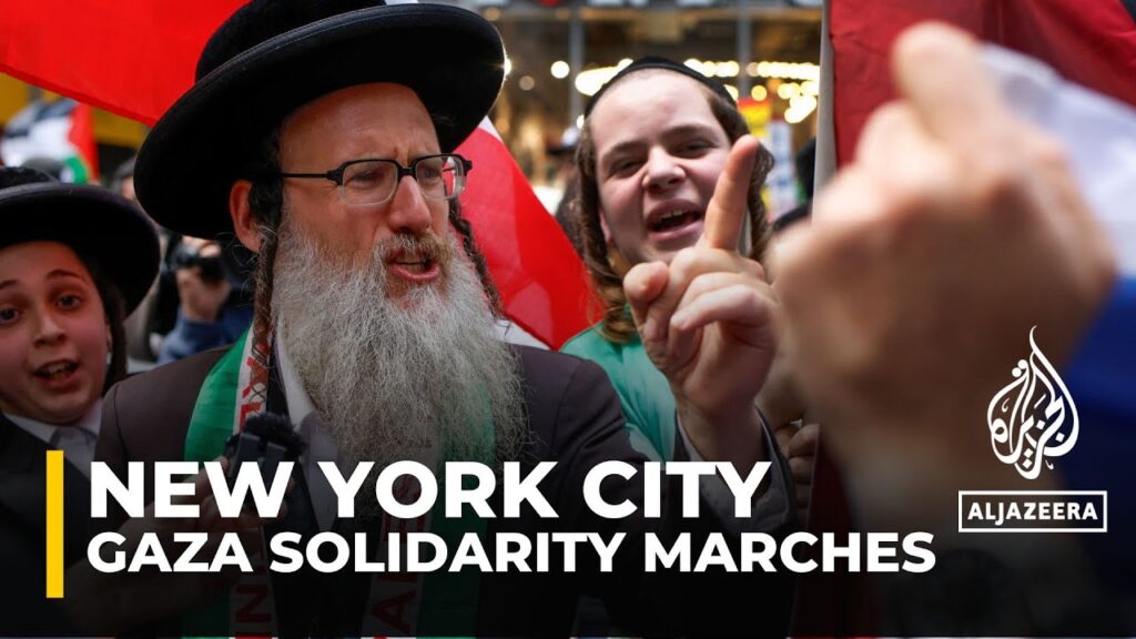 Protesters rally in New York City as hundreds join ‘Flood NYC for Palestine’ march