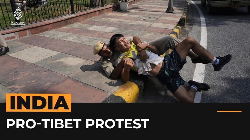 Indian police detain pro-Tibet protesters outside China embassy | AJ #shorts Indian police detain pro-Tibet protesters outside China embassy | AJ #shorts