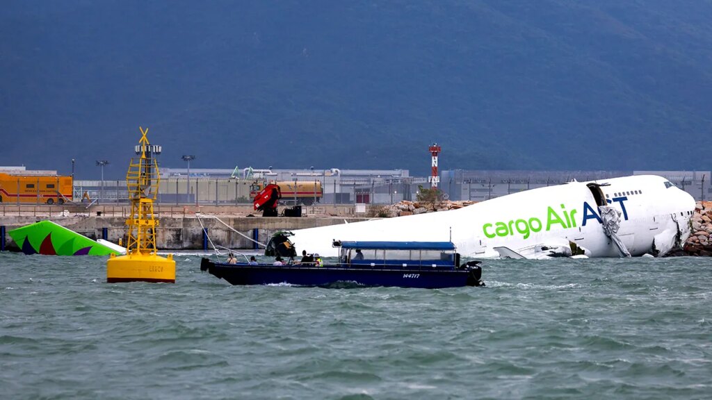 2 killed after cargo plane in Hong Kong veers off runway